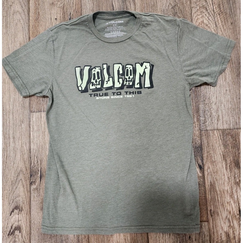 Volcom T Shirt Green Adult Small True to This Stone Since 1991 Skater Beach Surf
